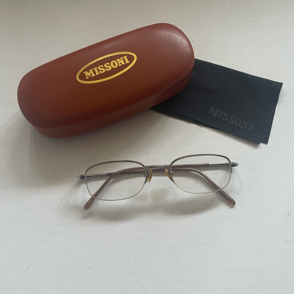 Vintage Missoni Frames Glasses Eyeglasses Half Rim Metal 51 18 In Case